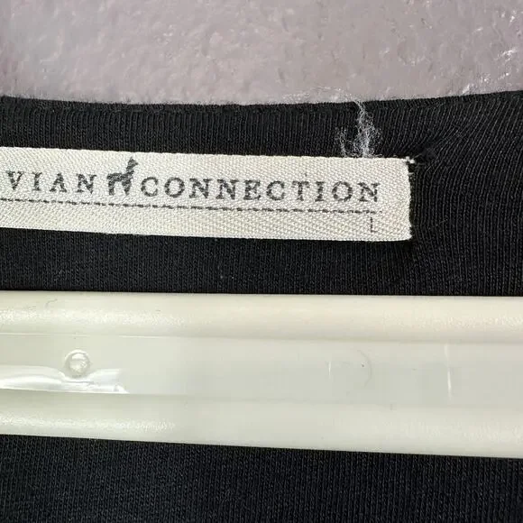 Peruvian Connection Dress Large Black Midi Handkerchief Hem Pima Cotton Modal - Picture 3 of 5